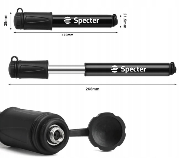 Pompka do piłki roweru ręczna mała uchwyt na ramę aluminium 7bar SPECTER