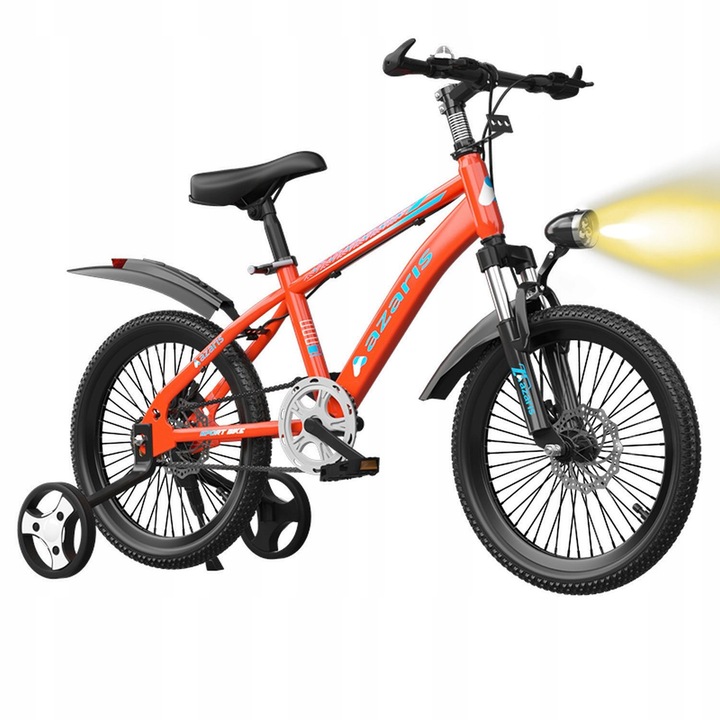 ROWER DZIECIĘCY ROWEREK 16 CALI TARCZE KOŁA BOCZNE AMORTYZATOR OSŁONA LED