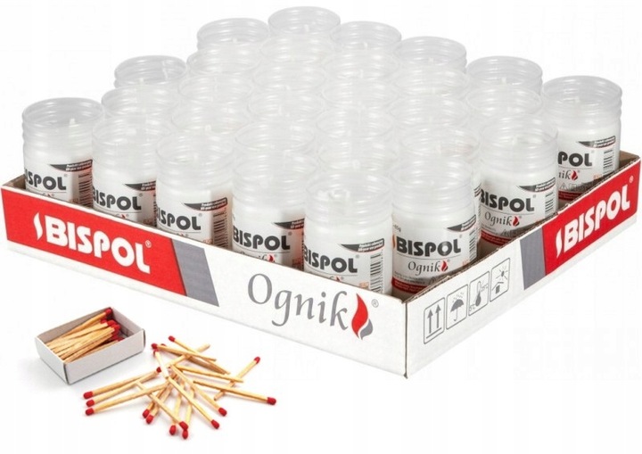 BISPOL Wkłady do zniczy parafinowe WP0 36H 30szt.