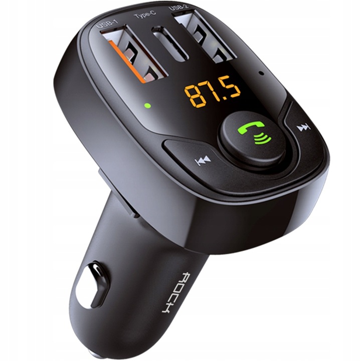 ROCK ŁADOWARKA SAMOCHODOWA DO SAMOCHODU AUTA TRANSMITER BT BLUETOOTH FM