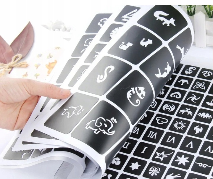 Tatuaże brokatowe SZABLONY 373 SZT KATALOG DLA DZIECI I DOROSŁYCH