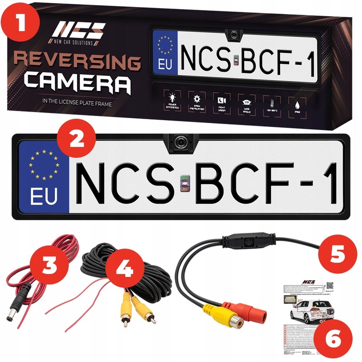 KAMERA COFANIA W RAMCE TABLICY REJESTRACYJNEJ 1280p AHD / NTSC FISHEYE 170°