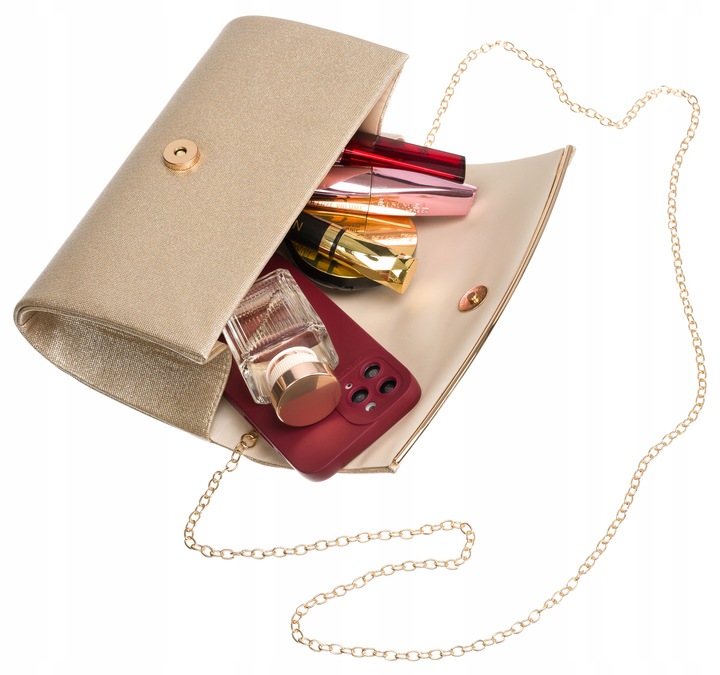 Torebka kopertówka damska złota wieczorowa elegancka na ramię Rovicky