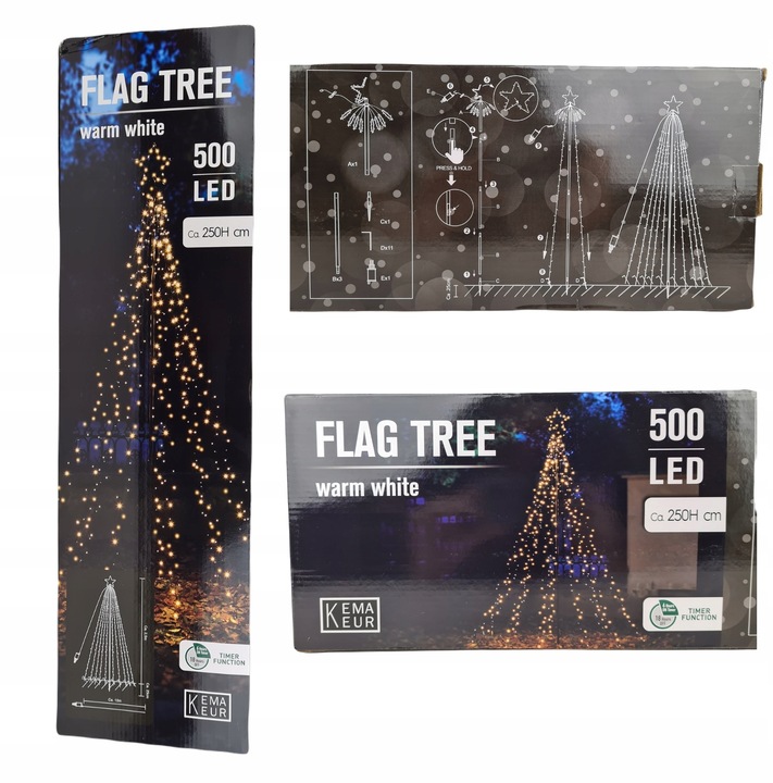 CHOINKA METALOWA XL 250 cm 500 LED TIMER KEMA ZEWNĘTRZNA