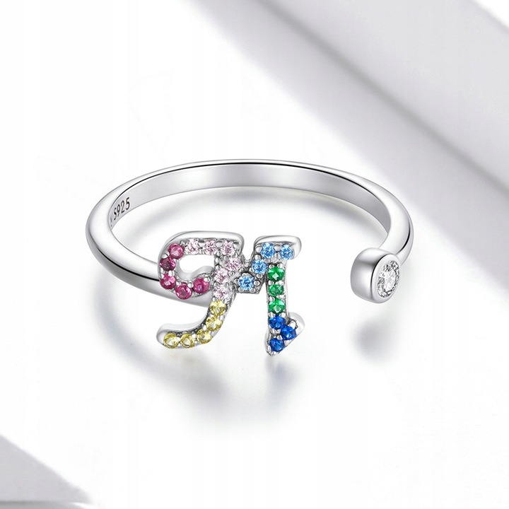 Srebrny Pierścionek Regulowany Litera M Srebro 925