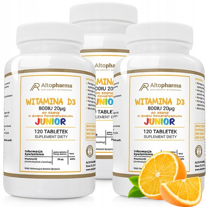 WITAMINA D3 800IU 20µg DLA DZIECI DO SSANIA 3x120t