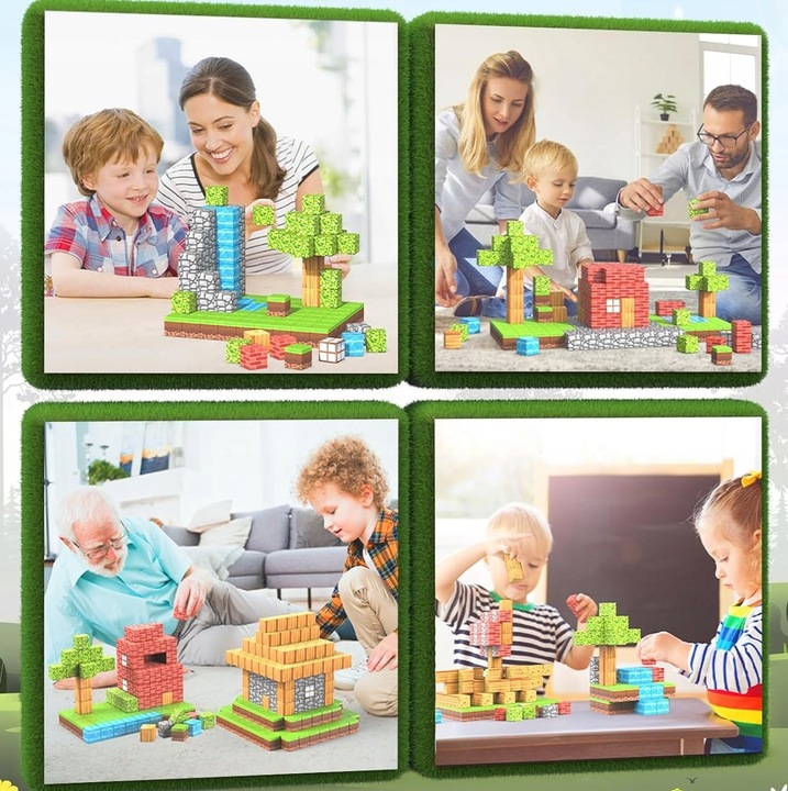 KLOCKI MAGNETYCZNE MOCNE KLOCKI SZEŚCIANY 100 SZT 2 x LUDZIK KLOCKI PIKSELE