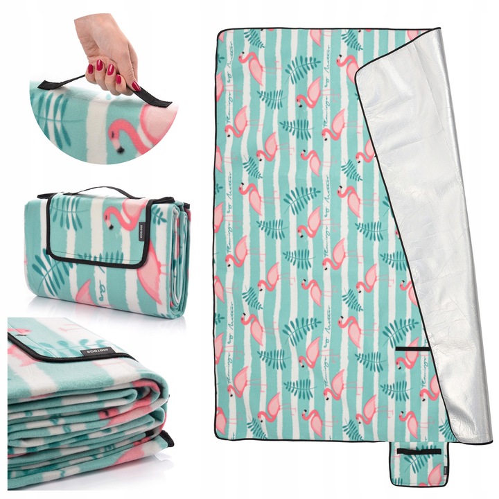 KOC PIKNIKOWY METEOR 150x190 ALU FLAMINGI 3 warstwowy kompaktowy na rzep