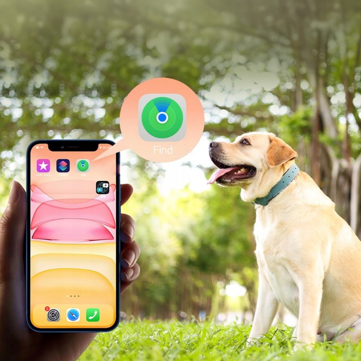 Obroża dla psa Mi Tag Lokalizator AirTag iOS Apple iPhone iPod roz.L Czarna