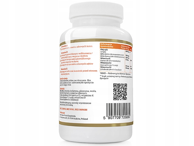 WITAMINA K2 MK-7 + D3 2000IU Vit E OMEGA-3 90kaps