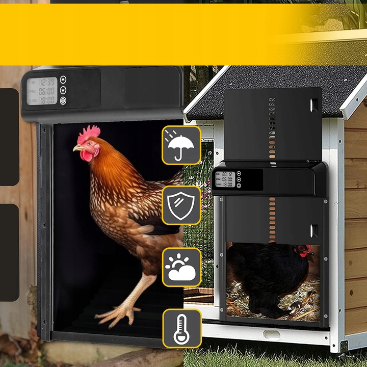 AUTOMATYCZNE DRZWI DO KURNIKA OTWIERANIE DRZWI Z TIMEREM METALOWE CZUJNIK