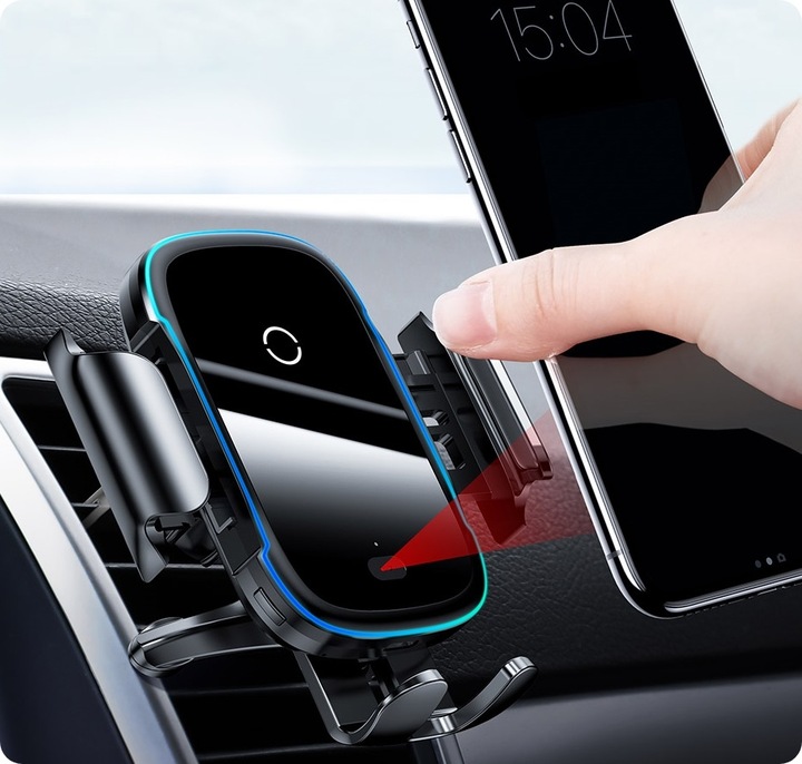 BASEUS UCHWYT SAMOCHODOWY NA TELEFON SZYBKA ŁADOWARKA INDUKCYJNA Qi 15W