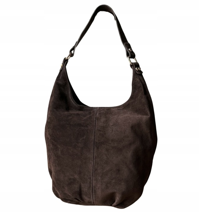 CZEKOLADOWA ZAMSZOWA TOREBKA WOREK BRĄZOWA TOREBKA ZAMSZ NATURALNY ZAMEK