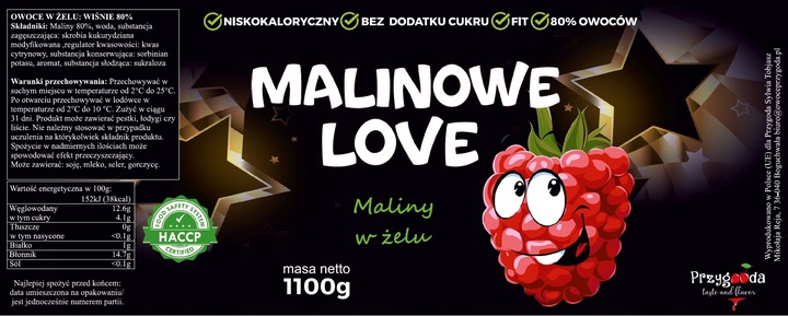 Frużelina FIT Malina | Dżem bez Cukru Keto 80% PUSZKA XXL 1.1kg