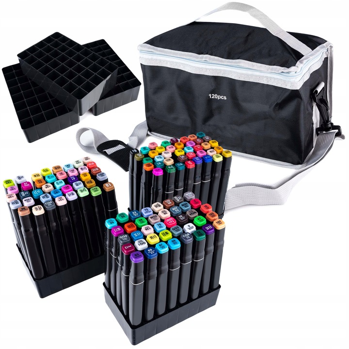 MARKERY ALKOHOLOWE FLAMASTRY MAZAKI PISAKI DWUSTRONNE Torba PREMIUM SET