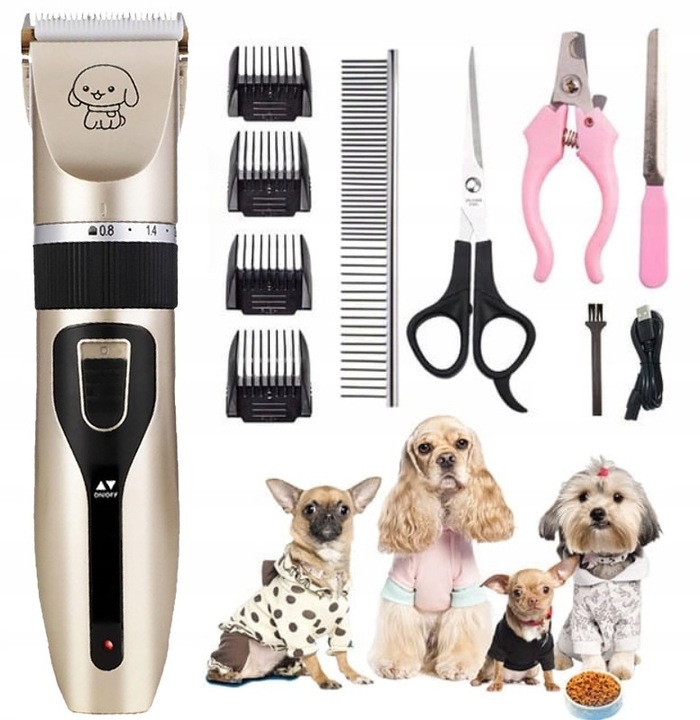 MASZYNKA DO STRZYŻENIA PSÓW PSA KOTA ZWIERZĄT ZESTAW CICHA PROFESJONALNA
