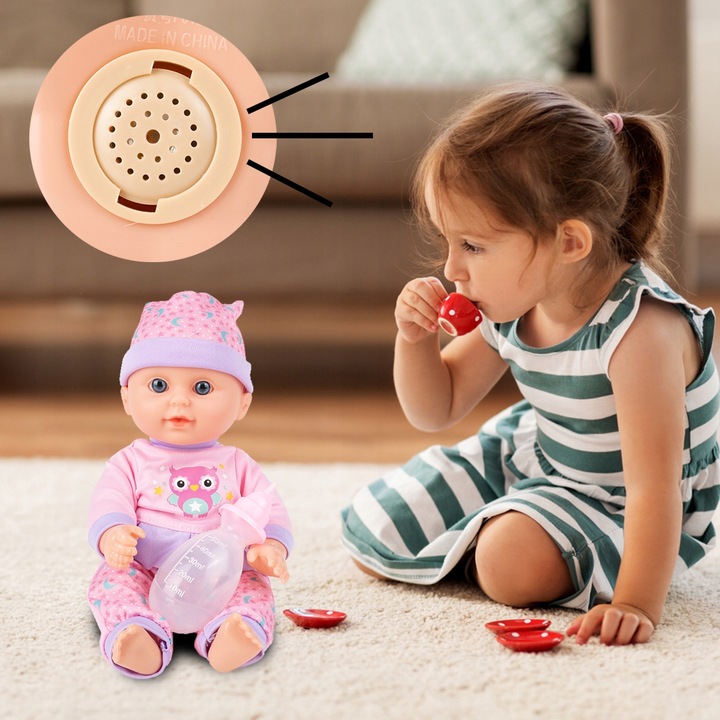 LALKA BOBAS W PIŻAMCE 31CM INTERAKTYWNA PIJE SIUSIA GAWORZY DLA DZIEWCZYNKI