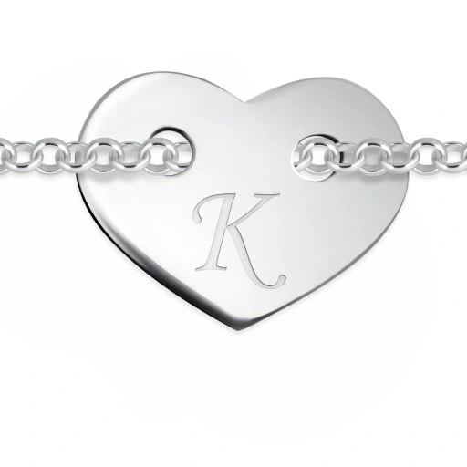 SREBRNA BRANSOLETKA 925 SERDUSZKO GRAWER