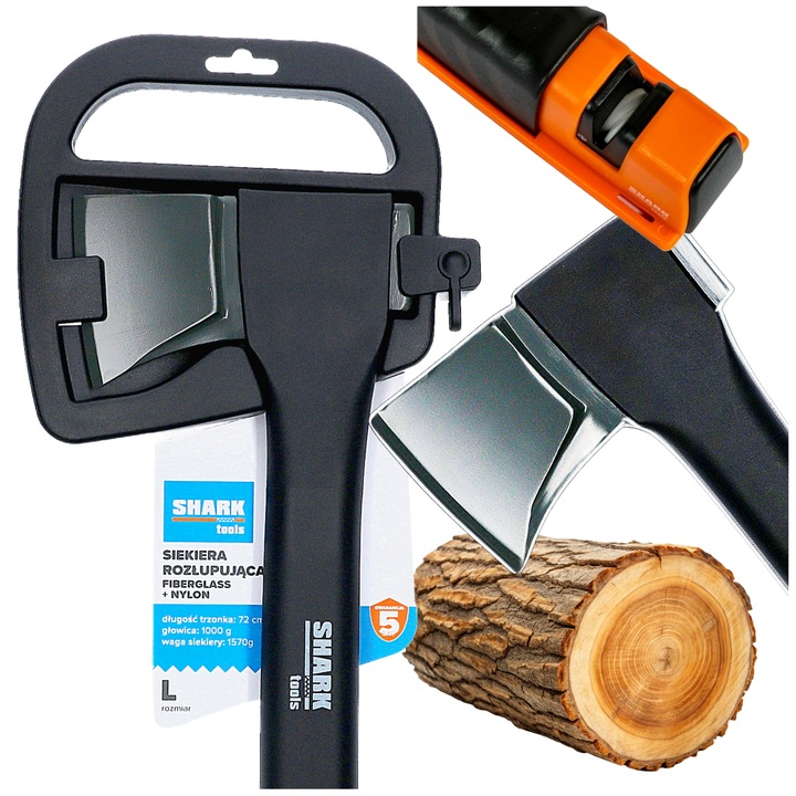 SIEKIERA rozłupująca do łupania do drewna OSTRZE L 72cm 1,57kg z OSTRZAŁKĄ