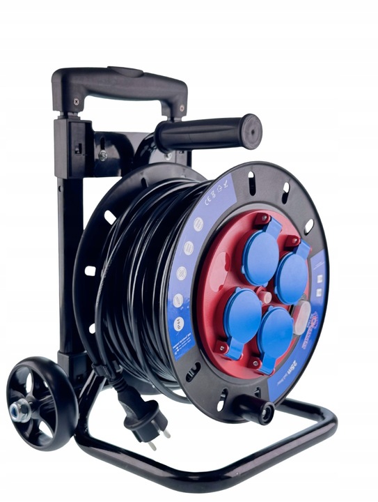 POLSKI PRZEDŁUŻACZ BĘBNOWY BUDOWLANY 3X2,5MM 25M NA WÓZKU STOJAK IP44