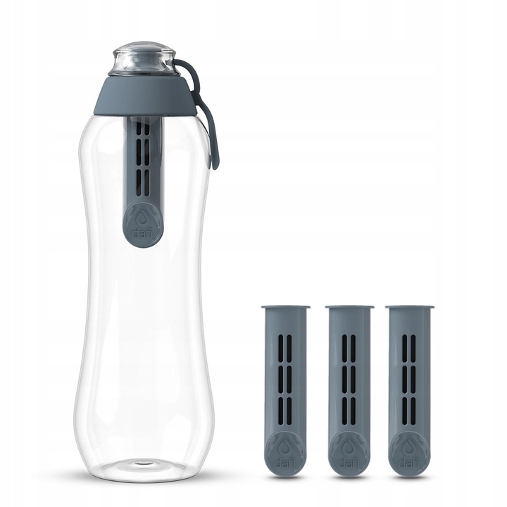 Butelka na Wodę Filtrująca 0,5l Dafi SOFT Stalowa Szara z 4 Filtrami