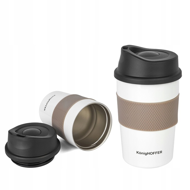 KUBEK TERMICZNY do KAWY Herbaty na WYNOS Biały Konighoffer Elliot 330 ml
