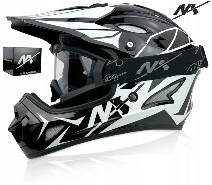 ZESTAW NX KASK + GOGLE DOWNHILL NX EXTREME r.XS |KASK ROWEROWY |900g LEKKI