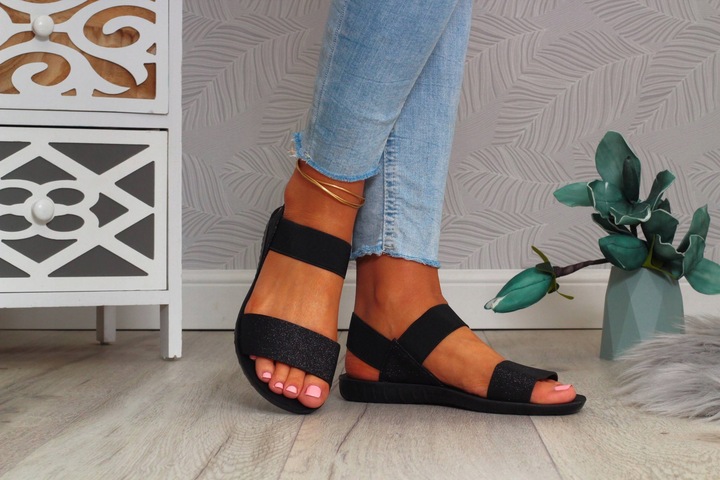 SANDAŁY DAMSKIE SPORTOWE NA GUMIE CZARNE NA LATO