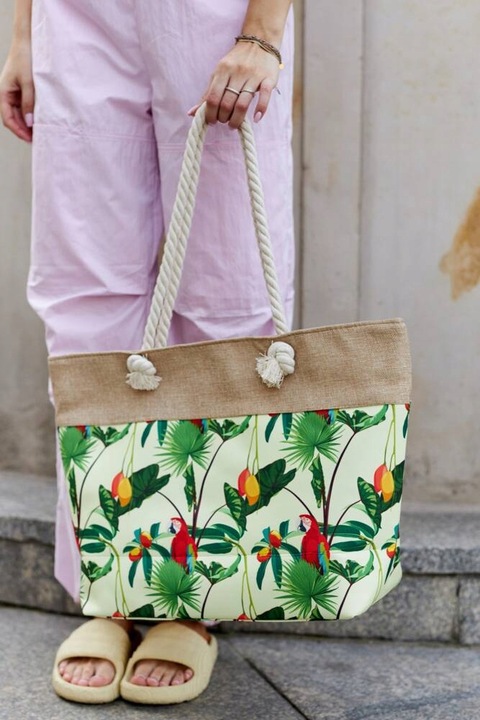 Torba Plażowa Duża Zapinana Na Zamek Torebka Shopper z Podszewką Piknik XXL