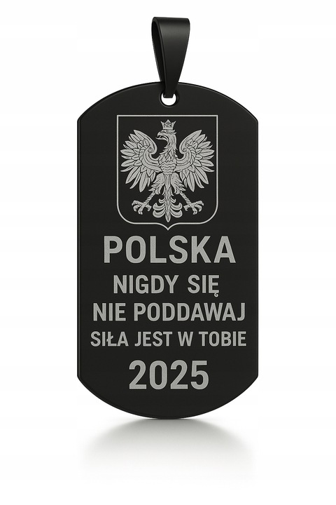 Czarny łańcuszek męski nieśmiertelnik stal chirurgiczna 316l grawer