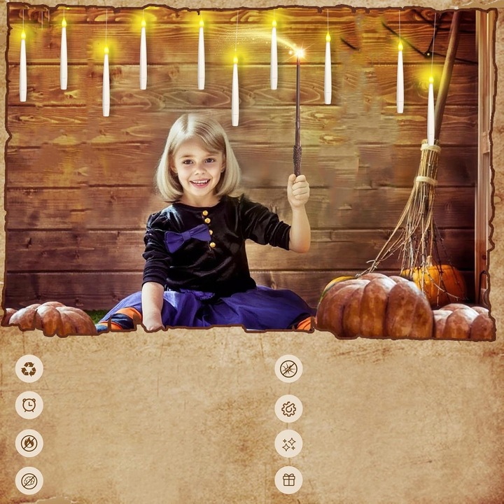 Latające Swiece LED, 10 Sztuk, z Pilotem Zdalnego Sterowania,Swiece Wiszące