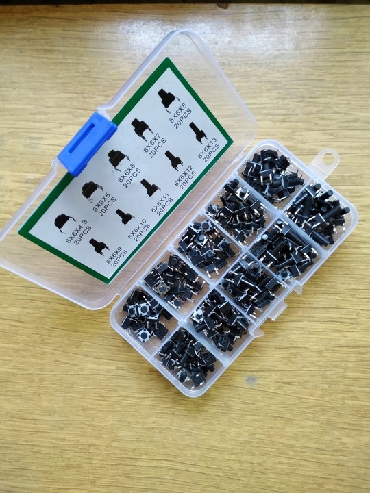 Zestaw przycisków tact switch mikroswitch 200 szt