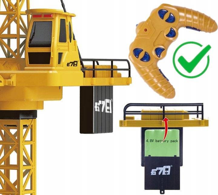 Mega Dźwig Żuraw Budowlany RC Zdalnie Sterowany 128cm na Pilot + Kask LED