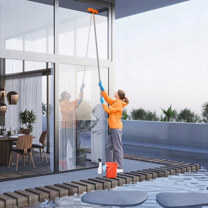 MYJKA DO OKIEN SZYB TELESKOPOWY Z ŚCIĄGACZKA WODY ZESTAW DUŻA WYSOKOŚĆ 2W1