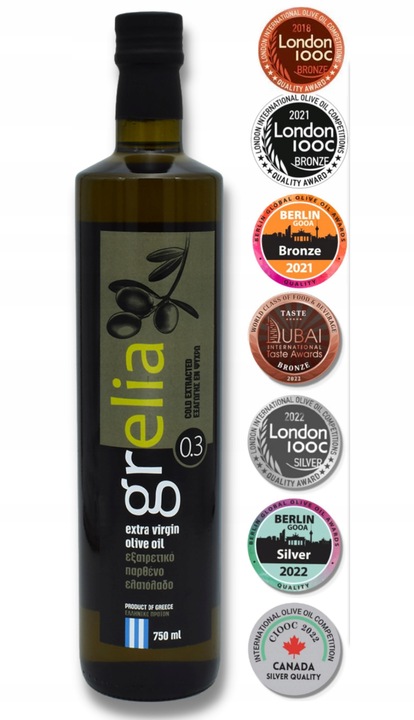 Doskonała oliwa z oliwek Grecka 0,3% Extra Virgin 750 ml. data do 05/26