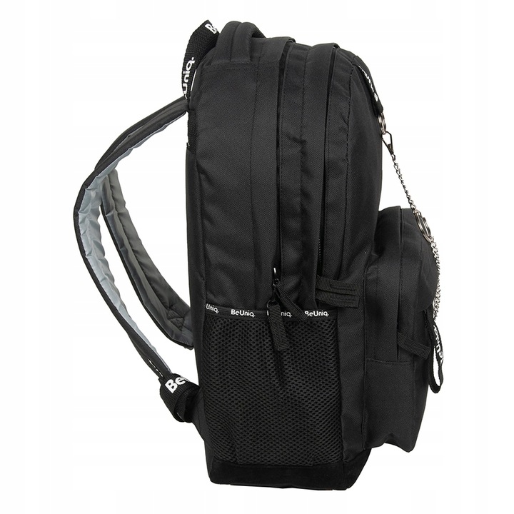 PLECAK SZKOLNY TORNISTER MŁODZIEŻOWY BeUniq CZARNY z łańcuszkiem