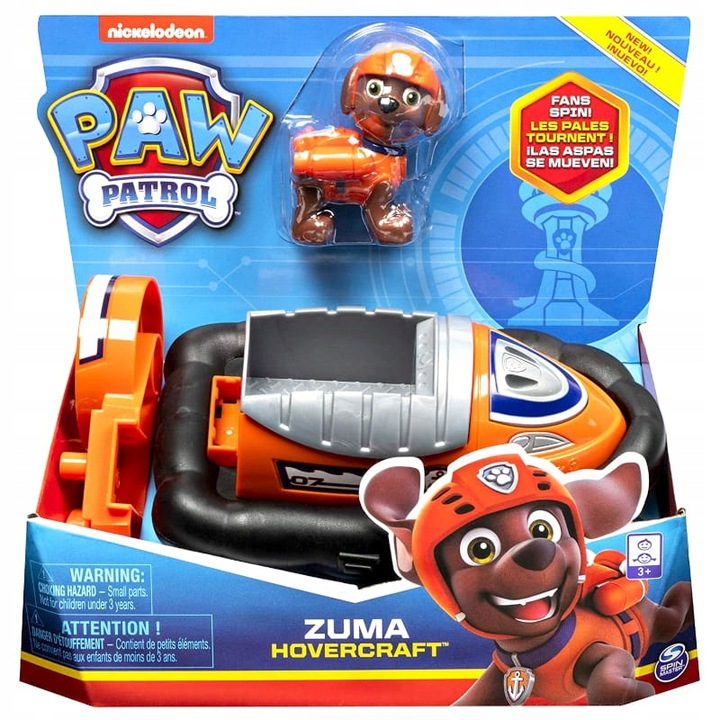 PSI PATROL FIGURKA ZUMA + POJAZD PODUSZKOWIEC STRÓJ RUCHOME KOŁA ŚMIGŁA