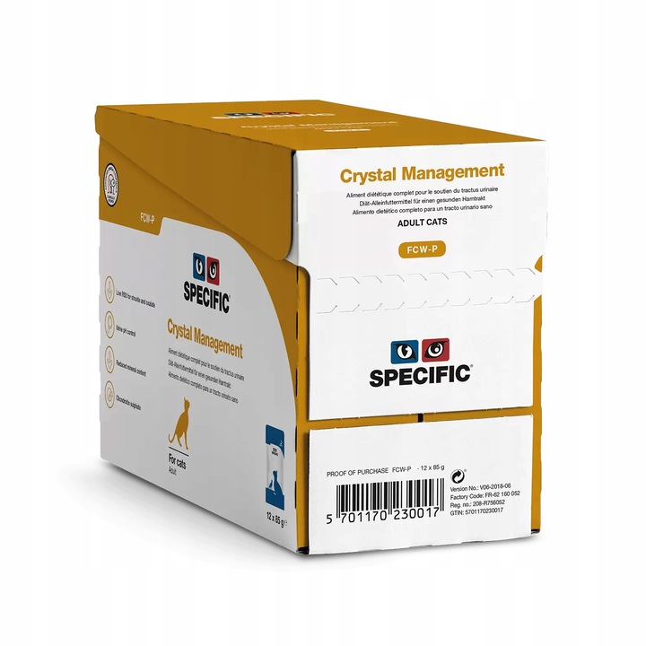 Karma weterynaryjna dla kotów Crystal Management FCW-P SPECIFIC 12x85g