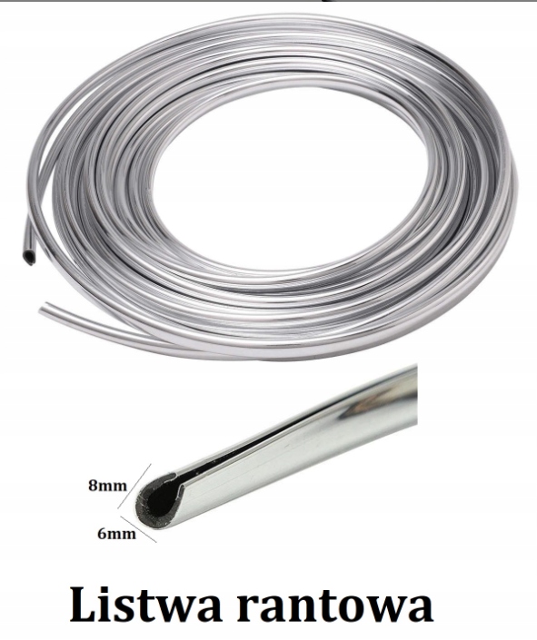 LISTWA CHROM RANTOWA RANTÓWKA 6x8mm POŁYSK 7,5M