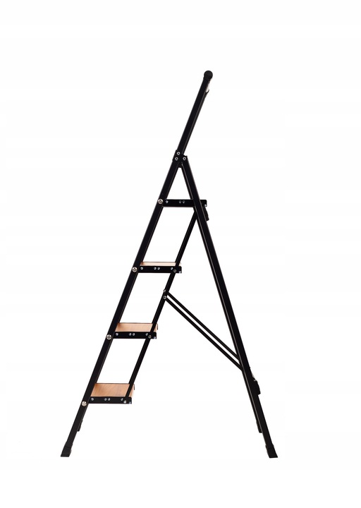 Drabina aluminiowa domowa składana 4 stopniowa LEMAR drewno Slim Space