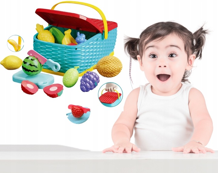 ZESTAW KOSZYK Z PRODUKTAMI OWOCE NA RZEPY DO KROJENIA SKLEP KUCHNIA