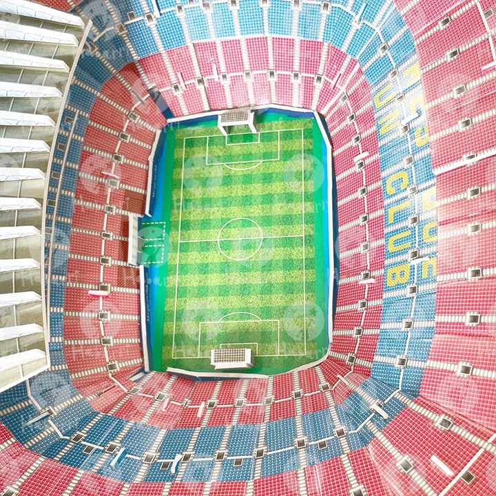 Stadion piłkarski CAMP NOU FC Barcelona Puzzle 3D 69 el + GRATIS FIGURKA