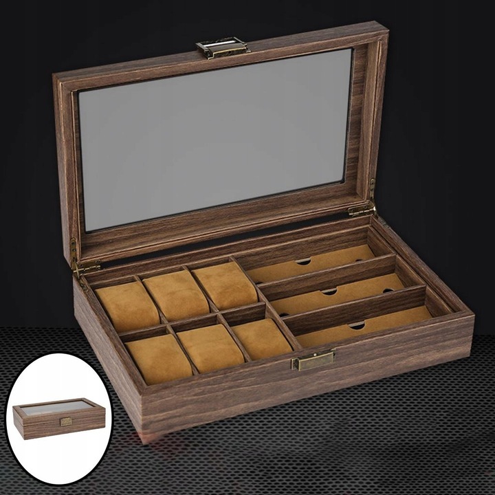 Pudełko na zegarek w stylu vintage Drewniane pudełko z organizerem ze