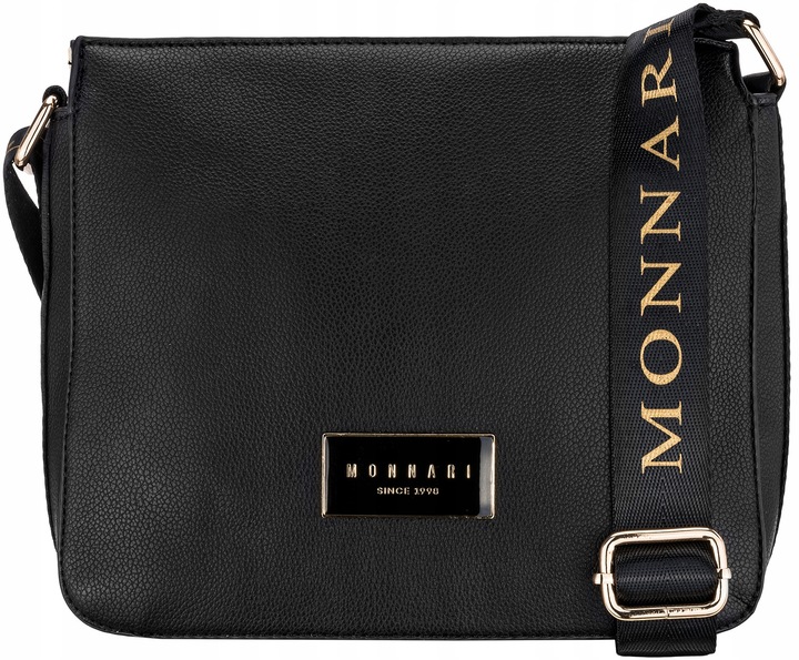 Torebka Damska CZARNA LISTONOSZKA MONNARI Klasyczna Regulowany Pasek