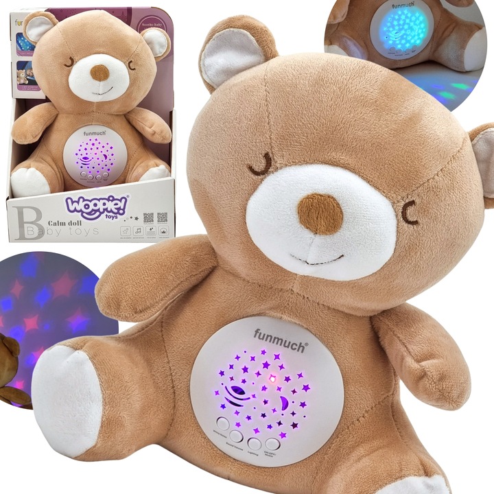 MIŚ MASKOTKA PRZYTULANKA PROJEKTOR GWIAZD KOŁYSANKI PLUSZAK WOOPIE