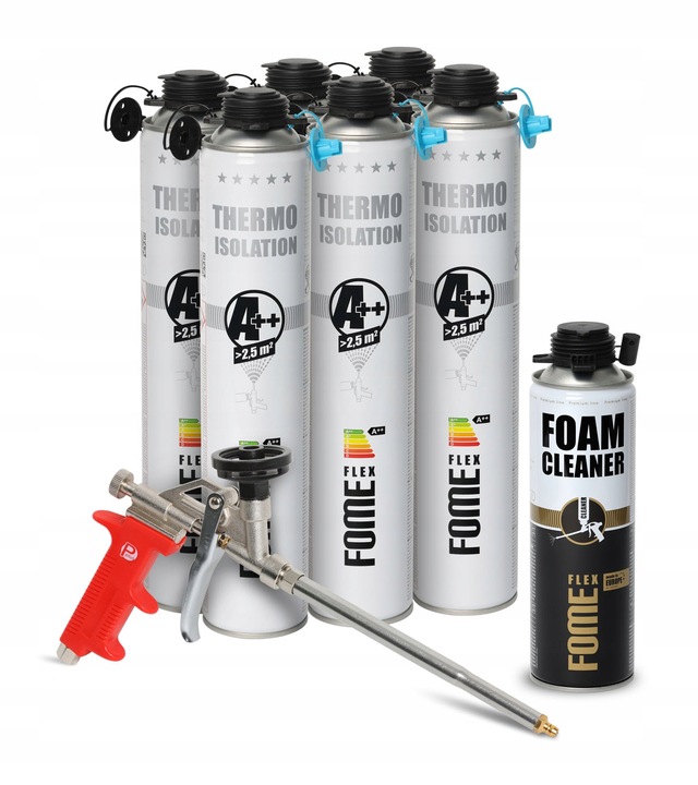 Piana PUR do ociepleń izolacji x6 +12 dysz do natrysku 850ml Fome Flex A++