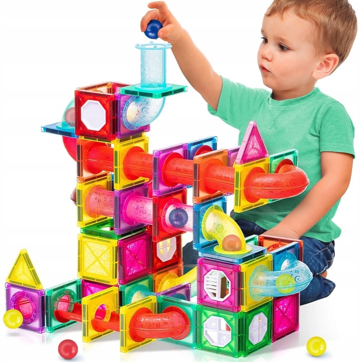 KLOCKI MAGNETYCZNE DLA DZIECKA 3D EDUKACYJNE DUŻE SMART TOR KULKOWY 98EL
