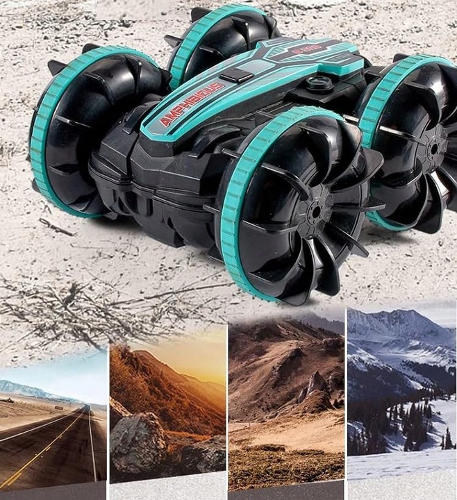 SAMOCHÓD ZDALNIE STEROWANY RC GESTAMI AMFIBIA 2 PILOTY 4x4 360° PŁYWAJĄCY