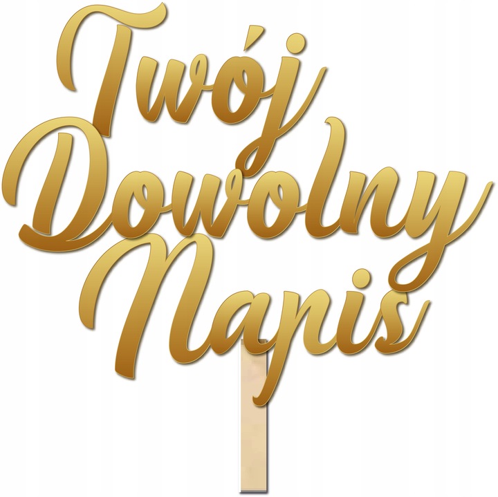 ZŁOTY TOPPER NA TORT NAPIS DEKORACJA URODZINY komunia