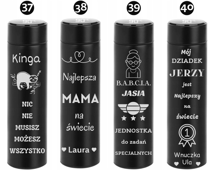 KUBEK TERMICZNY Termos LED GRAWER DO HERBATY KAWY Prezent Na URODZINY LOGO